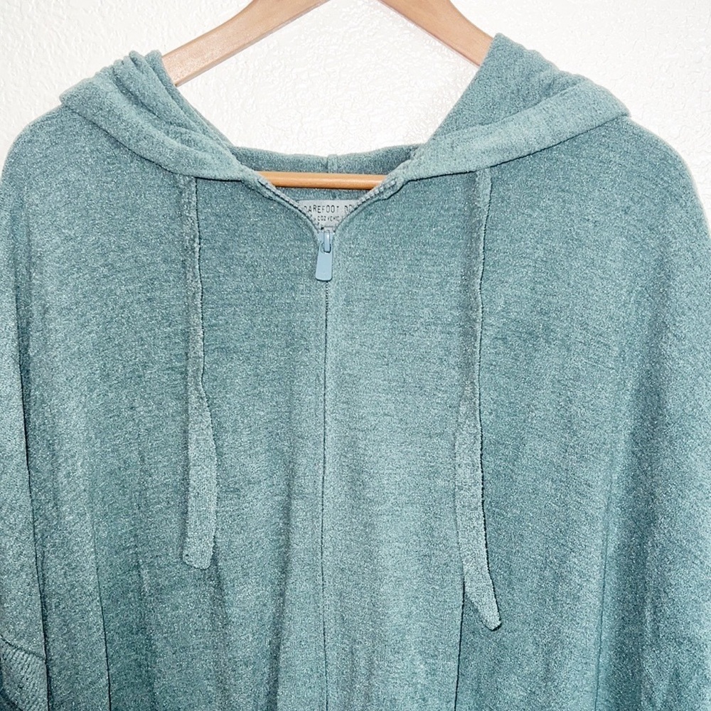 Barefoot Dreams Blue Spruce Zip Up Short Sleeve CozyChic Ultra Lite Hoodie - Picture 3 of 14